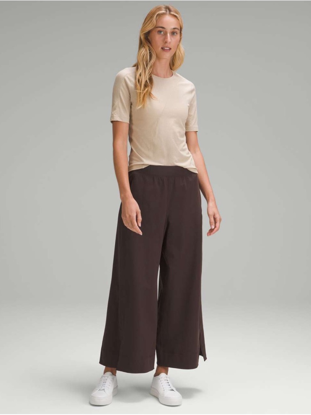 Lululemon Stretch Woven Wide Leg Crop High Rise Cropped Pant Espresso brown L - Picture 4 of 9
